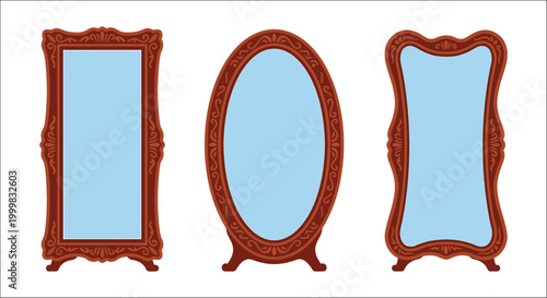 Fotografie ornate mirrors with decorative frames on white background