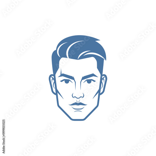 Blue illustrated male face with clean lines and style