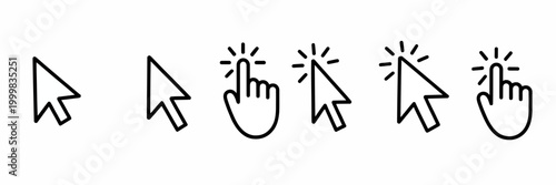 Mouse Cursor Click Pointer Icon Set Vector Illustration