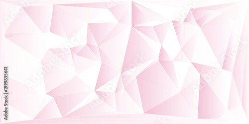 Elegant abstract background featuring a soft pink and white geometric polygonal pattern. A clean, low-poly crystal aesthetic perfect for modern branding