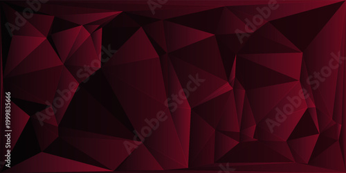 Sophisticated abstract background featuring a deep maroon and black geometric polygonal pattern. A dramatic, low-poly crystal aesthetic perfect for luxury 
