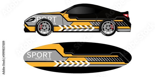 Sports car wrapping decal design, eps10