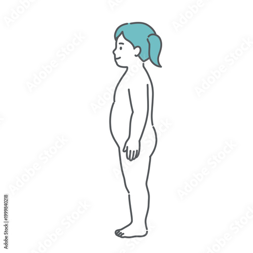 肥満体型の女の子の全身イラスト（側面）