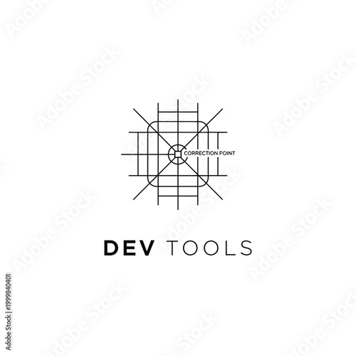 Geometric dev tools logo with grid pattern and marked correction point in center.