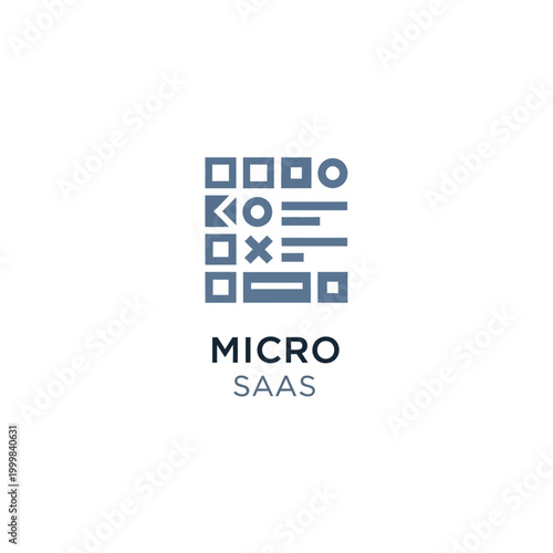 Micro saas logo with code grid icon for software services and technology company.