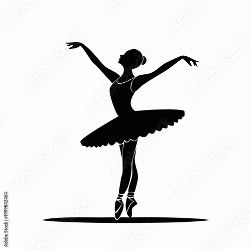 Silhouette of a Ballerina Performing a Ballet Pose