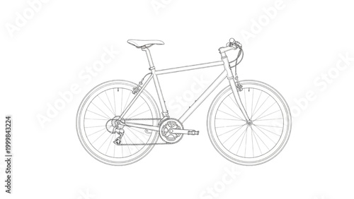 Illustration of a Bicycle with Front and Rear Gears and Suspension