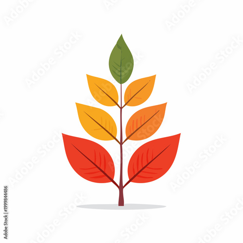 Stylized Autumn Leaf Branch with Gradient Colors