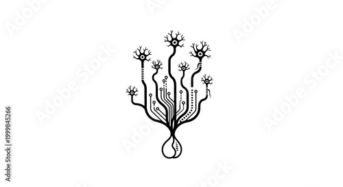 Abstract Neural Network Tree Illustration with Circuits and Neurons