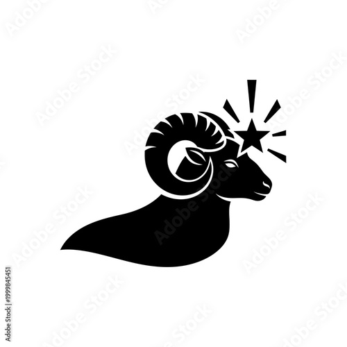 Photos Aries Zodiac Sign Silhouette with Star