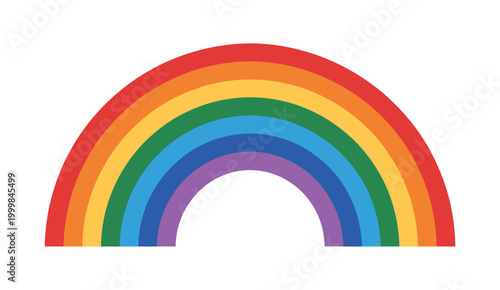 Rainbow vector illustration in simple flat design style with seven color palette for rainbow icon and colorful nature symbol