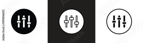 sound volume level set icon, control panel slider icon, sound controller icon, adjustment settings slider icon, vector illustration