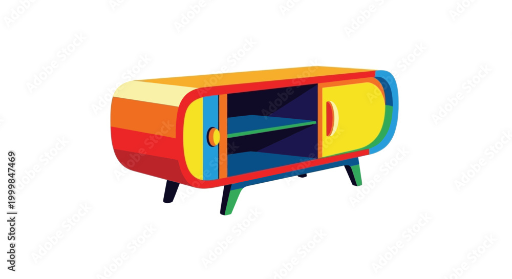 Fototapeta premium Colorful Mid-Century Modern Media Console