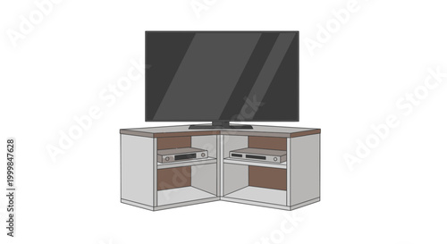 Modern Corner TV Stand With Flat Screen Television