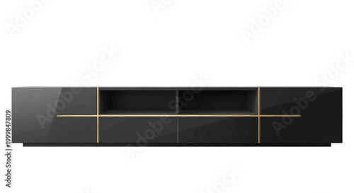 Modern Dark Grey Media Console With Gold Accents