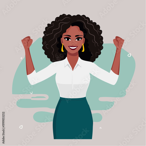 Confident Black Woman Celebrating Success