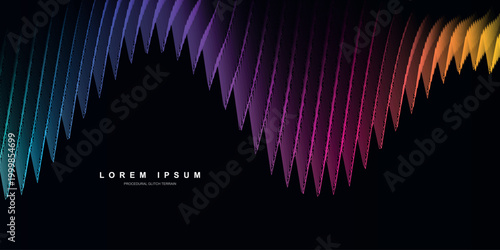 Abstract wave background with colorful geometric lines, vibrant gradient soundwave pattern, modern digital art vector for technology and music