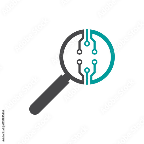 circuit logo technology design. technology concept with magnify logo