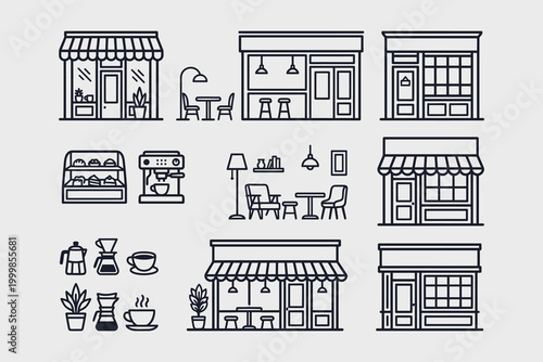 Vintage Storefronts and Cafe Interior Graphics