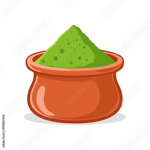 Green Powder in Terracotta Pot