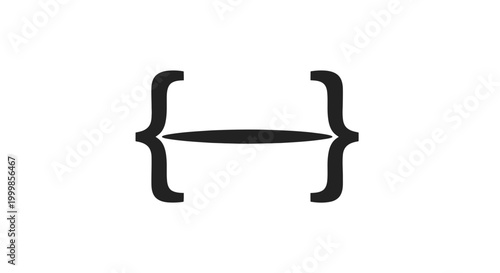 Curly Bracket Symbol on White Background.