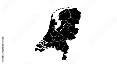 Outline silhouette map of the Netherlands.
