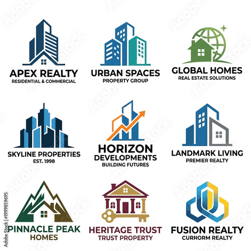 Set of building logo design inspiration for real estate companies