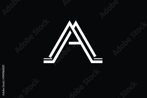 Minimal Geometric Letter A Logo in White Lines on Black Background