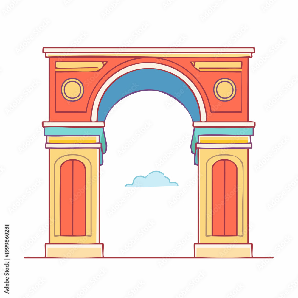 Fototapeta premium Stylized Archway with Cloud Illustration