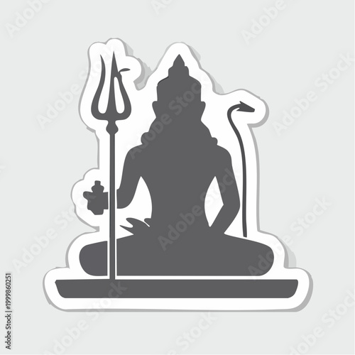 Silhouette of Lord Shiva meditating with trident and snake