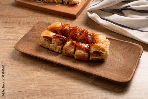 Roti Bakar Cokelat. Bread Toast with Chocolate Jam. Perfect for recipe, article, catalogue, or any commercial purposes. with copy space.