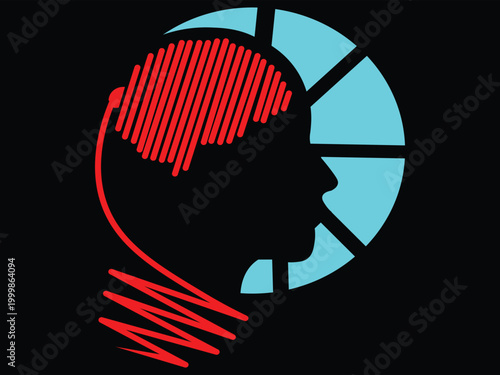 Conceptual illustration of a human head profile with a brain composed of lightbulb wire and gear mechanism for creative thinking.