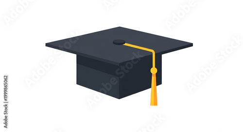 Black Graduation Mortarboard Isolated on White