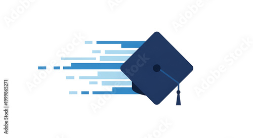 Graduation Cap with Speed Lines Education Concept