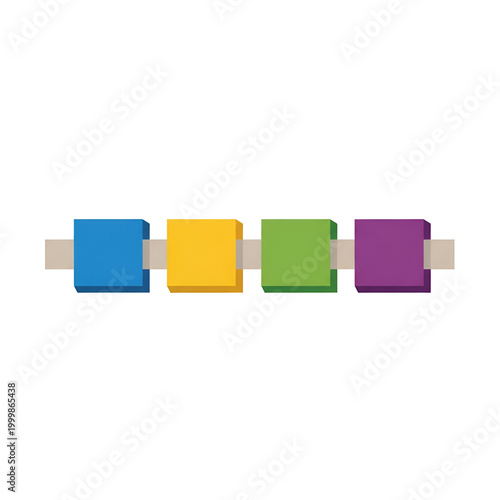 Colorful Isometric Squares Connected on a Line