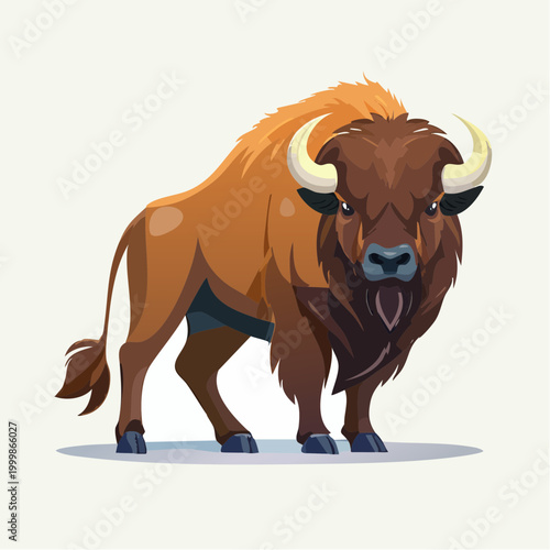 Brown and white bull with horns.