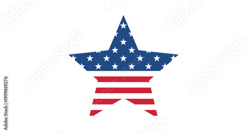 American flag star symbol with red and blue stripes and white stars on a white background
