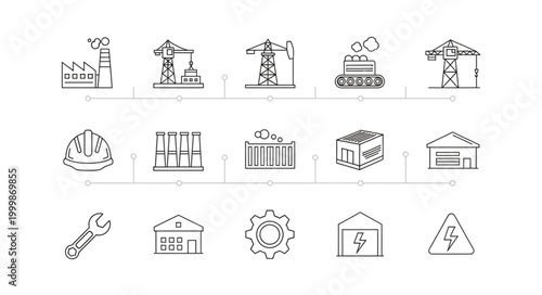 Collection of Industrial Construction and Engineering Icons.
