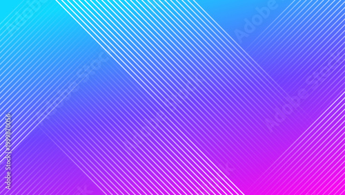 A vibrant abstract background featuring a blue and purple gradient overlayed with clean white diagonal lines for a modern geometric aesthetic