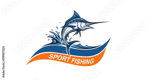 Dynamic Marlin Sport Fishing Logo Design.
