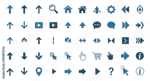 Collection of Various Arrows and Icons for User Interface Design.