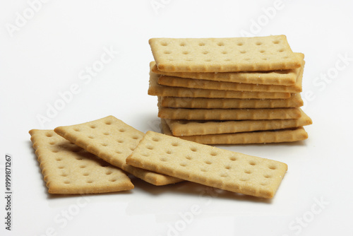 Crisp Snacking Crackers on white background