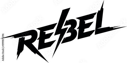 Black rebel word with lightning bolt