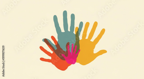A diverse collection of multi-colored hands reaching out in a gesture of unity, diversity, and connection, symbolizing collaboration and support