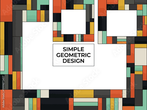 Photos Modern Abstract Geometric Border and Frame Template, Colorful Rectangular Patter