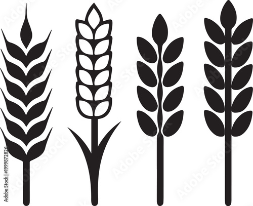 Barley Rye Silhouette Vector Icon Bundle