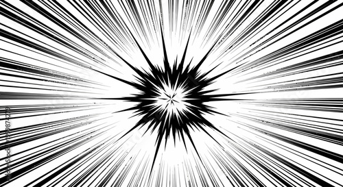 Black and white manga style speed lines burst effect.