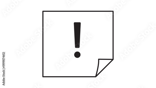 Canvastavla Reminder and Alert Minimalist Black Line Vector Icon of a Sticky Note with an Exclamation Mark, Featuring an Editable Stroke and Scalable Outline Design for Web and App Interface Design