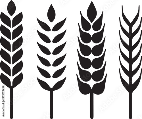Barley Rye Silhouette Vector Icon Set