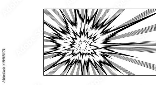 Black and white comic book style explosion effect.